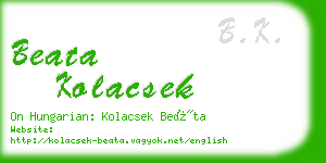 beata kolacsek business card